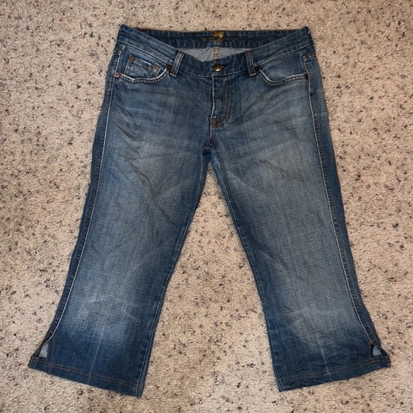 Vintage 7 for all mankind A-Pocket Rhinestone Crystal pocket capris crop size 29 - Picture 4 of 7